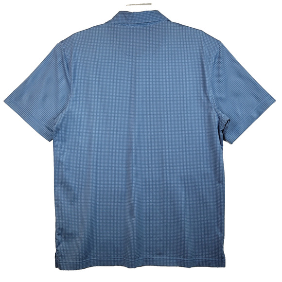 Masters Tech Blue Stretch Micro Check Polo Shirt Embroidered Logo Medium D7 - Picture 5 of 9